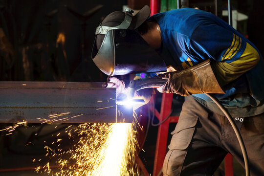 Structural steel skid fabrication using a MIG welder; Innisfail, Alberta, Canada