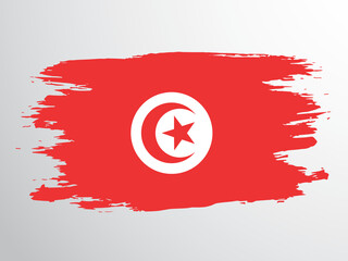 Tunisia flag painted with a brush