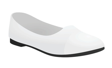 White flat heel shoe. vector illustration