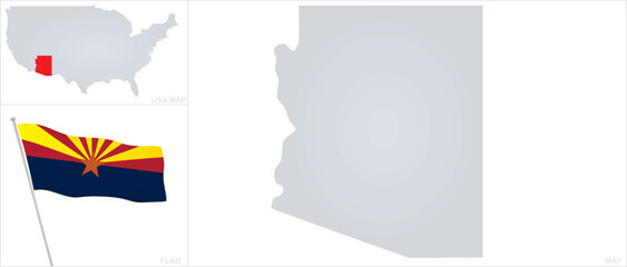 Arizona  flag and map. vector illustration