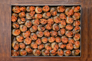 Spanish dish - baked snails in sauce