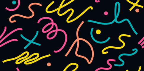 seamless lines, shape, circle, doodle, dot. modern background in a minimalist style. abstract pattern for print, paper, web design. vector art illustration.