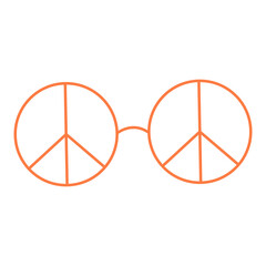 Hippie sign glasses. Outline style, 70's. Trending vector