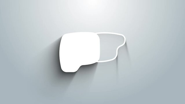 White Human organ liver icon isolated on grey background. 4K Video motion graphic animation