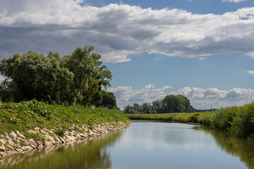Fototapeta na wymiar Bata Canal from a boat, Czechia / Slovakia