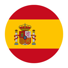 Spain Flat Rounded Flag Icon with Transparent Background - obrazy, fototapety, plakaty