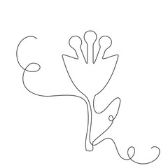Continuous Thin Line Flower, Minimalist Botanical Drawing, One Line Art Flowering Blossom Draw, Single Floral Outline