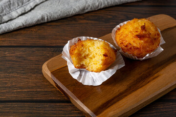 queijadinha, traditional brazilian dessert made of coconut, cheese and condensed milk