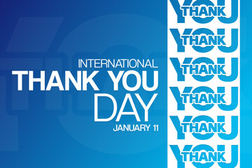 International Thank You Day. January 11. Vector illustration. Holiday poster. - obrazy, fototapety, plakaty