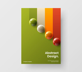 Colorful realistic spheres company brochure template. Unique corporate cover A4 vector design concept.