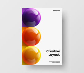 Abstract realistic spheres book cover layout. Premium placard vector design illustration.