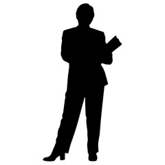 Vector silhouettes of women. Standing woman shape. Black color on isolated white background. Graphic illustration. EPS10.