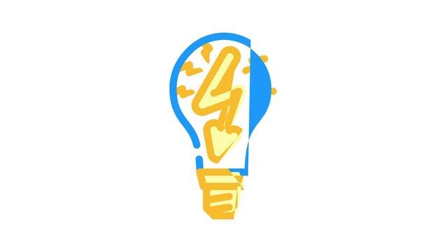 electric light bulb color icon animation