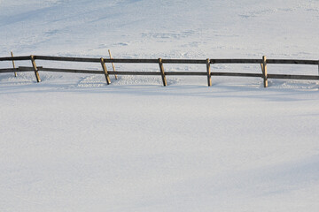 Snowy winter day scenic landscape with tols of snow