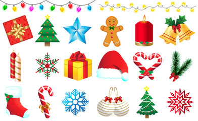 Iconos a color y con degradados  para navidad y año nuevo 