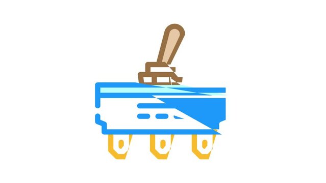 double pole single throw switch electronic part color icon animation