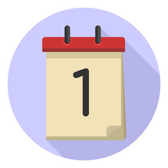 1 Vector flat daily calendar icon. Date and time, day, month. Holiday.