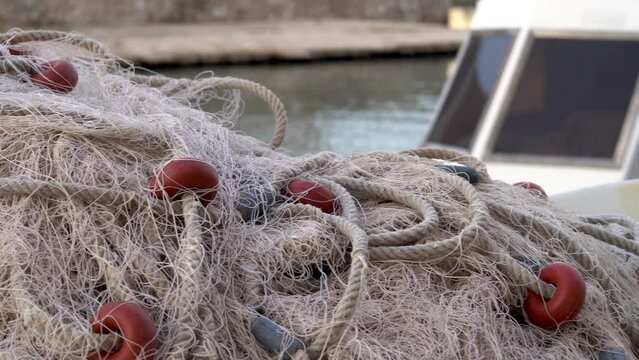  fishing nets with the port in the background