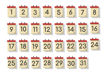 Vector flat daily calendar icon. Date and time, day, month. Holiday.