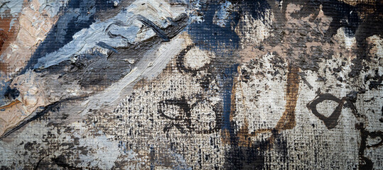Oil painting with biblical melancholic subject. Burning bonfire. Grey ground
