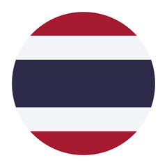 Thailand Flat Rounded Flag Icon with Transparent Background
