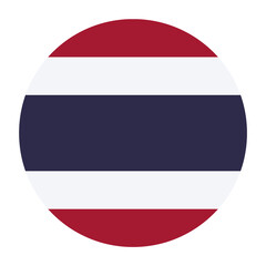 Thailand Flat Rounded Flag Icon with Transparent Background