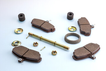 details of components and components of mechanisms for the repair of components and assemblies of the car on a white milky background.