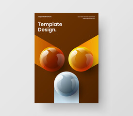 Minimalistic 3D balls flyer illustration. Clean front page A4 design vector concept.