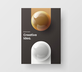 Trendy 3D balls annual report illustration. Bright flyer vector design layout.