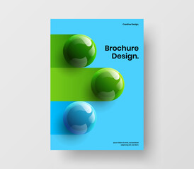 Vivid catalog cover design vector template. Amazing realistic balls leaflet illustration.