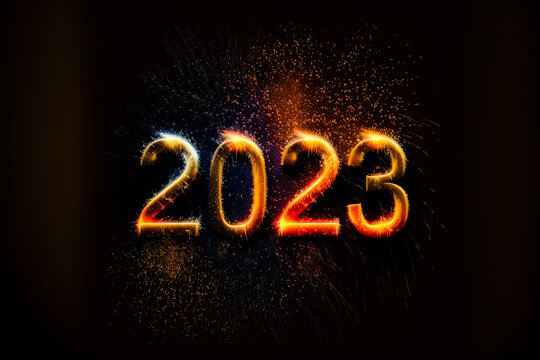 the word 2023 written out in firework sparklers long exposure style happy new years image celebration new year