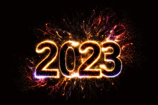 the word 2023 written out in firework sparklers long exposure style happy new years image celebration new year