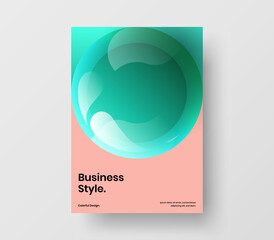 Simple 3D balls company brochure concept. Multicolored front page vector design illustration.
