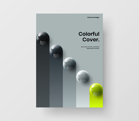 Multicolored 3D spheres annual report illustration. Creative placard design vector concept.