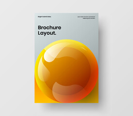 Colorful leaflet A4 vector design layout. Amazing realistic spheres catalog cover template.
