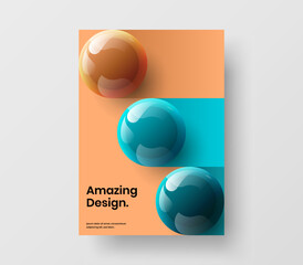 Clean company identity A4 design vector concept. Amazing 3D balls placard illustration.