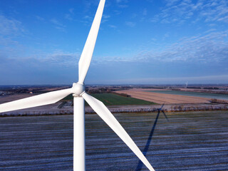 Wind turbines on the field in winter