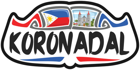 Koronadal Philippines Flag Travel Souvenir Sticker Skyline Landmark Logo Badge Stamp Seal Emblem Coat of Arms Vector Illustration SVG EPS