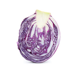 Half of fresh red cabbage isolated on white