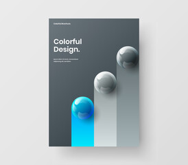 Multicolored handbill A4 design vector template. Minimalistic 3D balls placard illustration.