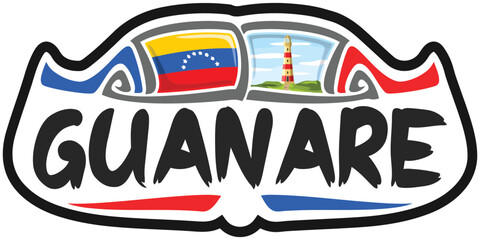Guanare Venezuela Flag Travel Souvenir Sticker Skyline Landmark Logo Badge Stamp Seal Emblem Coat of Arms Vector Illustration SVG EPS