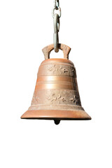 Fototapeta premium Old brass bell isolated on transparent background with clipping path