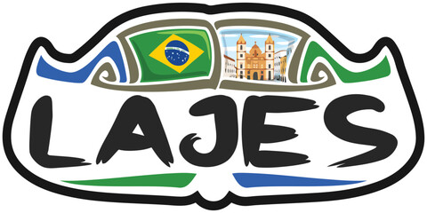 Lajes Brazil Flag Travel Souvenir Sticker Skyline Landmark Logo Badge Stamp Seal Emblem Coat of Arms Vector Illustration SVG EPS