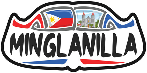 Minglanilla Philippines Flag Travel Souvenir Sticker Skyline Landmark Logo Badge Stamp Seal Emblem Coat of Arms Vector Illustration SVG EPS