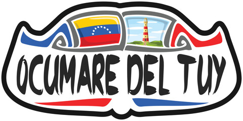 Ocumare del Tuy Venezuela Flag Travel Souvenir Sticker Skyline Landmark Logo Badge Stamp Seal Emblem Coat of Arms Vector Illustration SVG EPS