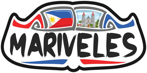 Mariveles Philippines Flag Travel Souvenir Sticker Skyline Landmark Logo Badge Stamp Seal Emblem Coat of Arms Vector Illustration SVG EPS