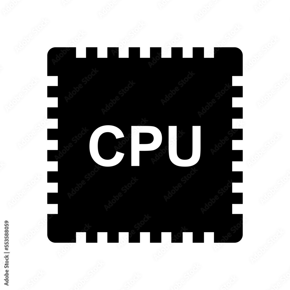 Poster cpu silhouette icon. computer part. vector.