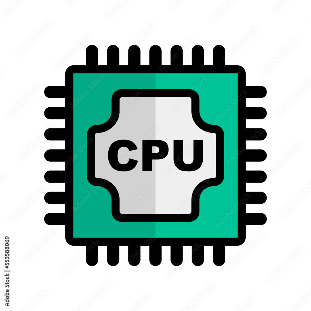 Poster modern cpu icon. cpu chip. electronic component. vector.