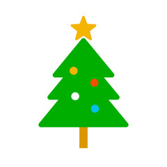 Flat design Christmas tree icon. Christmastime. Vector.