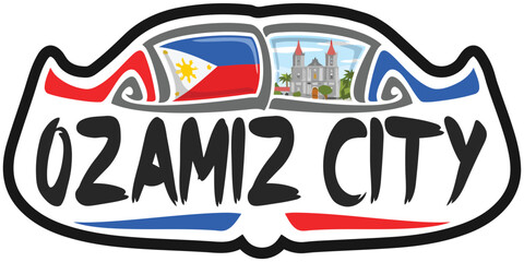 Ozamiz City Philippines Flag Travel Souvenir Sticker Skyline Landmark Logo Badge Stamp Seal Emblem Coat of Arms Vector Illustration SVG EPS